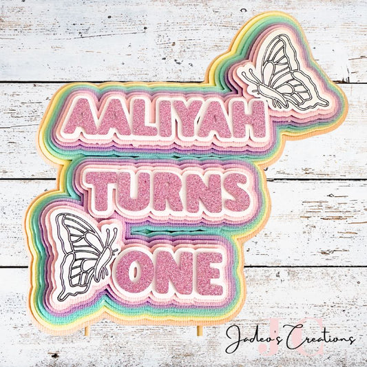 Pastel Butterfly Cake Topper