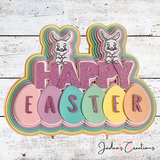 Pastel "Happy Easter" Cake Topper