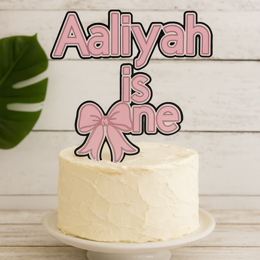 Pink Bow Birthday Cake Topper
